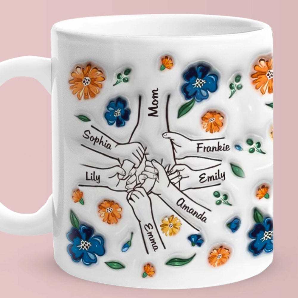 Personalisierter, Individueller 3d-becher Mit Aufgeblasenem Effekt, Geburtstagsgeschenk „halte Meine Hand, Halte Mein Herz", Muttertagsgeschenk Für Mama Und Oma -