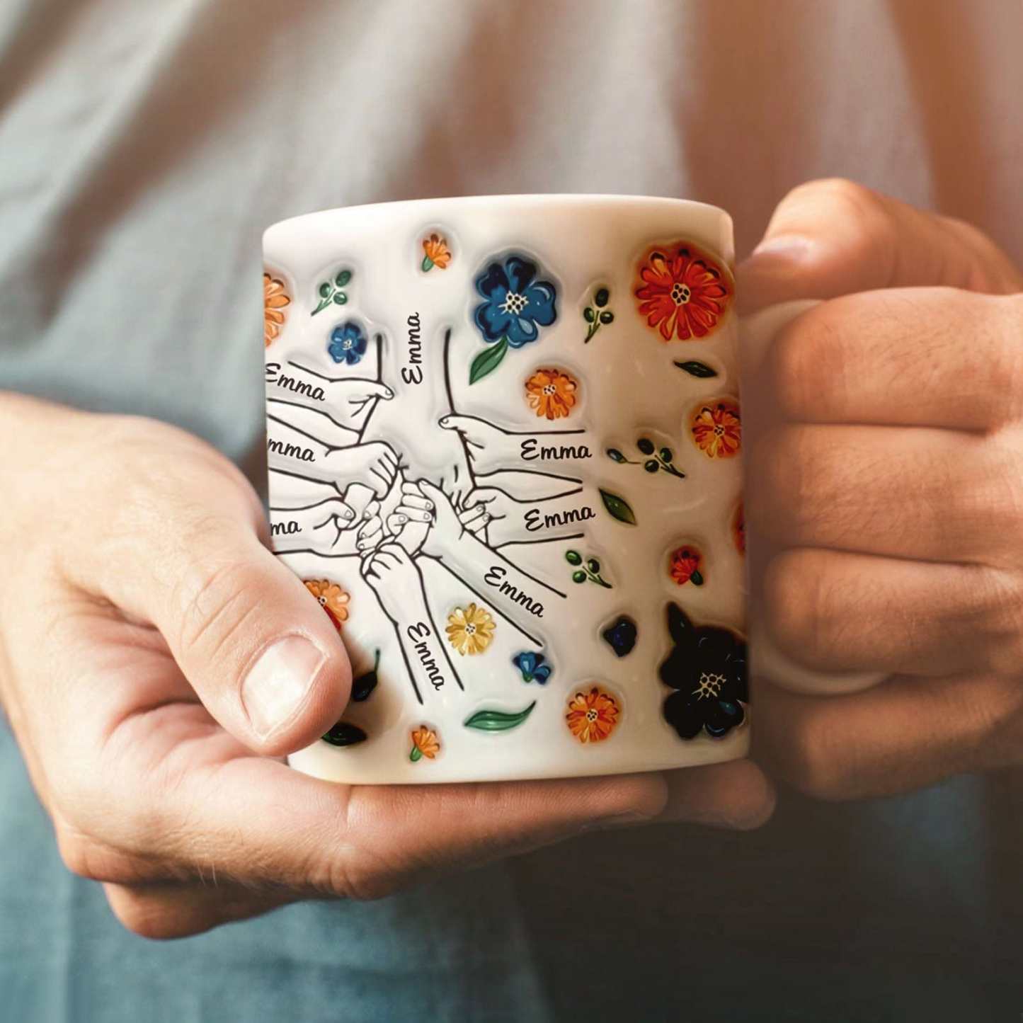 Geburtstagsgeschenk „halte Meine Hand, Halte Mein Herz", Personalisierter 3d-becher Mit Aufgeblasenem Effekt, Muttertagsgeschenk Für Mama Und Oma - 