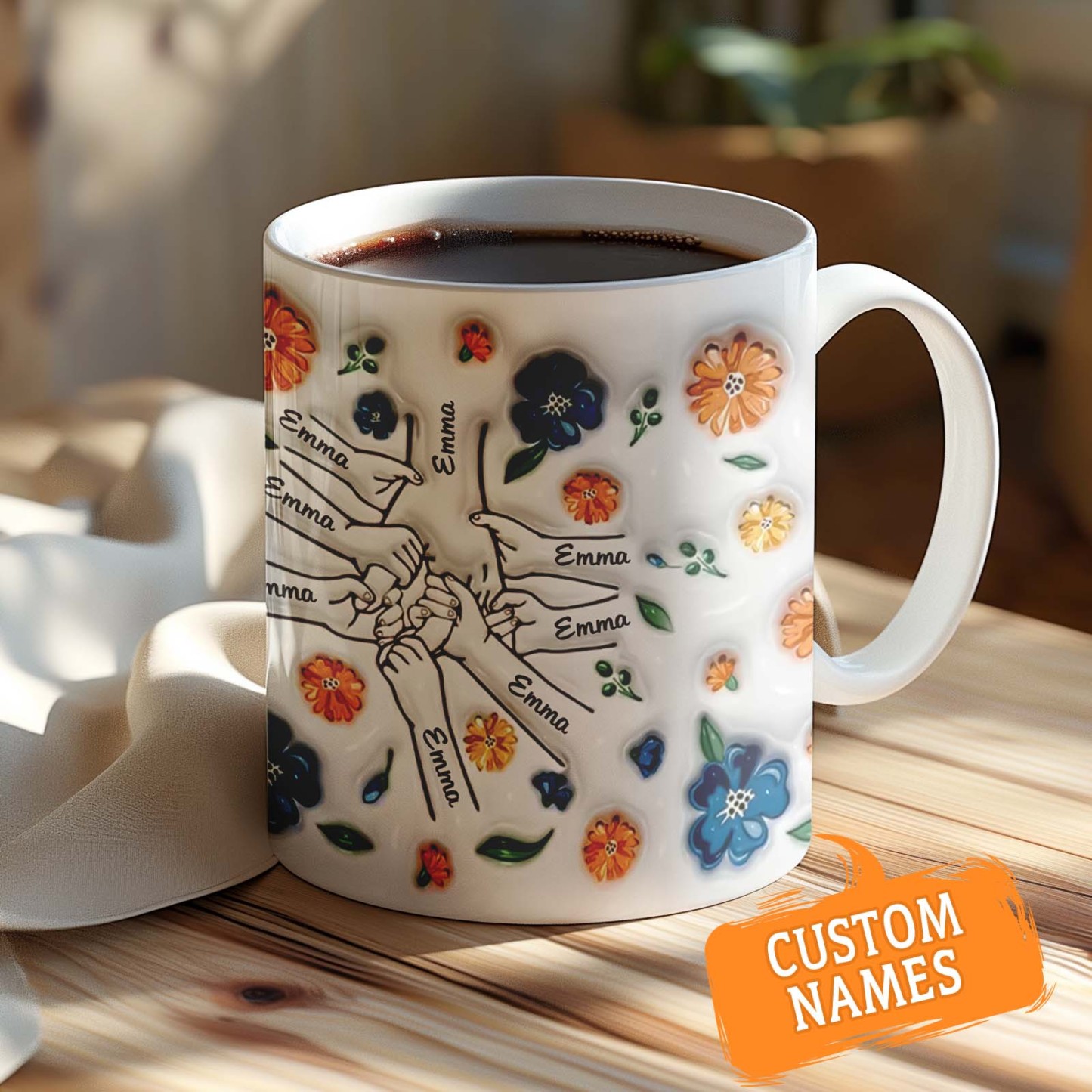 Geburtstagsgeschenk „halte Meine Hand, Halte Mein Herz", Personalisierter 3d-becher Mit Aufgeblasenem Effekt, Muttertagsgeschenk Für Mama Und Oma - 