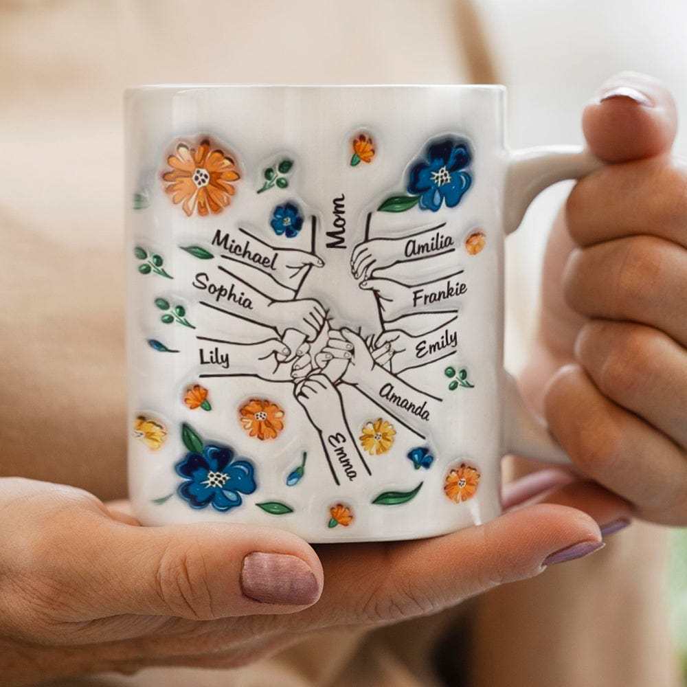 Personalisierter, Individueller 3d-becher Mit Aufgeblasenem Effekt, Geburtstagsgeschenk „halte Meine Hand, Halte Mein Herz", Muttertagsgeschenk Für Mama Und Oma -