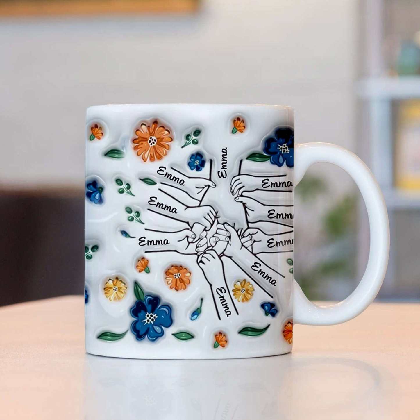 Geburtstagsgeschenk „halte Meine Hand, Halte Mein Herz", Personalisierter 3d-becher Mit Aufgeblasenem Effekt, Muttertagsgeschenk Für Mama Und Oma - 