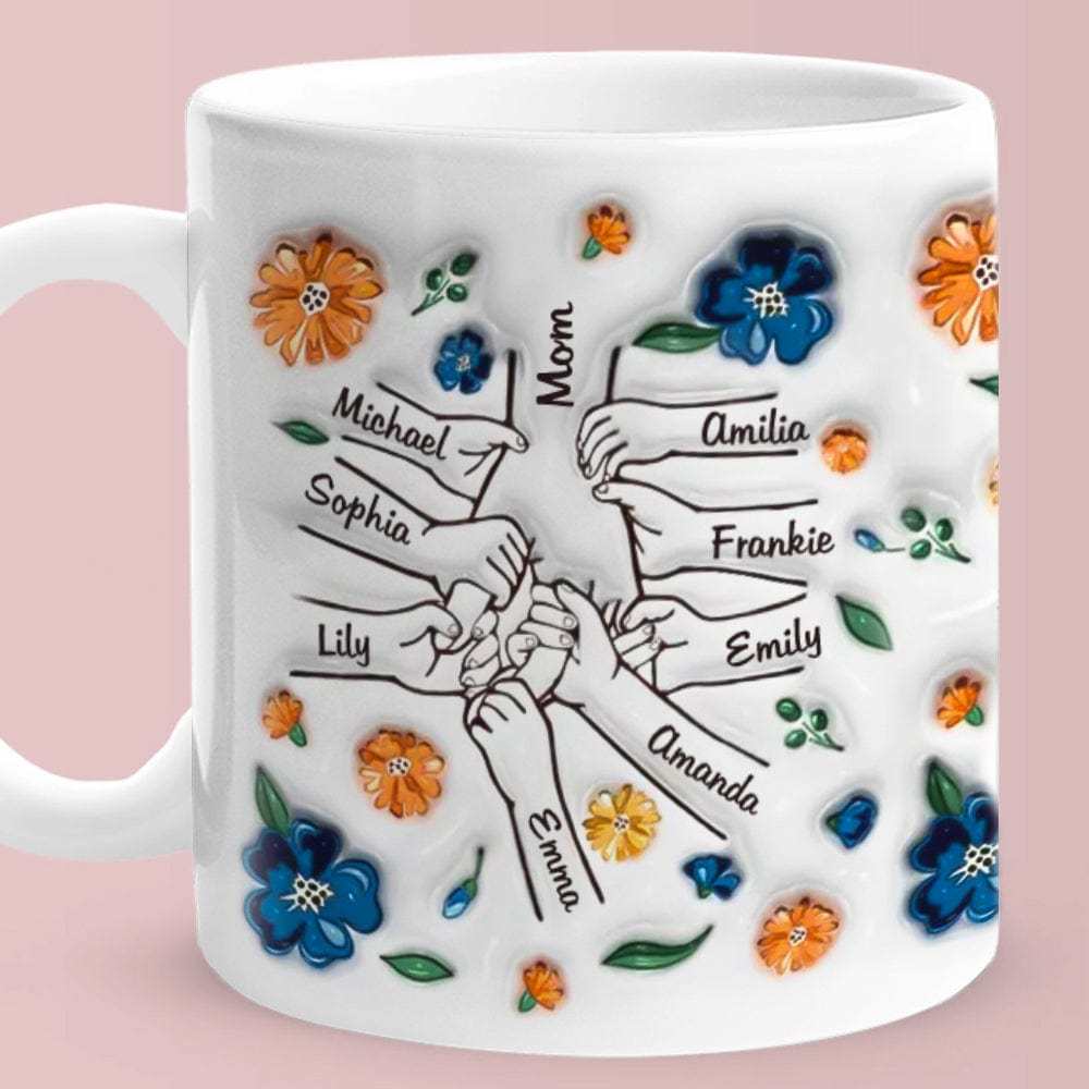 Personalisierter, Individueller 3d-becher Mit Aufgeblasenem Effekt, Geburtstagsgeschenk „halte Meine Hand, Halte Mein Herz", Muttertagsgeschenk Für Mama Und Oma -