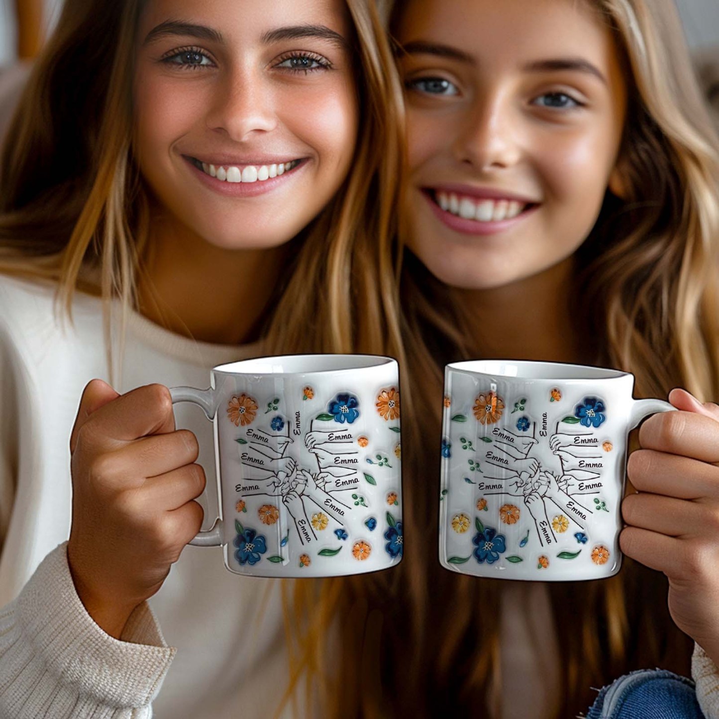 Geburtstagsgeschenk „halte Meine Hand, Halte Mein Herz", Personalisierter 3d-becher Mit Aufgeblasenem Effekt, Muttertagsgeschenk Für Mama Und Oma - 