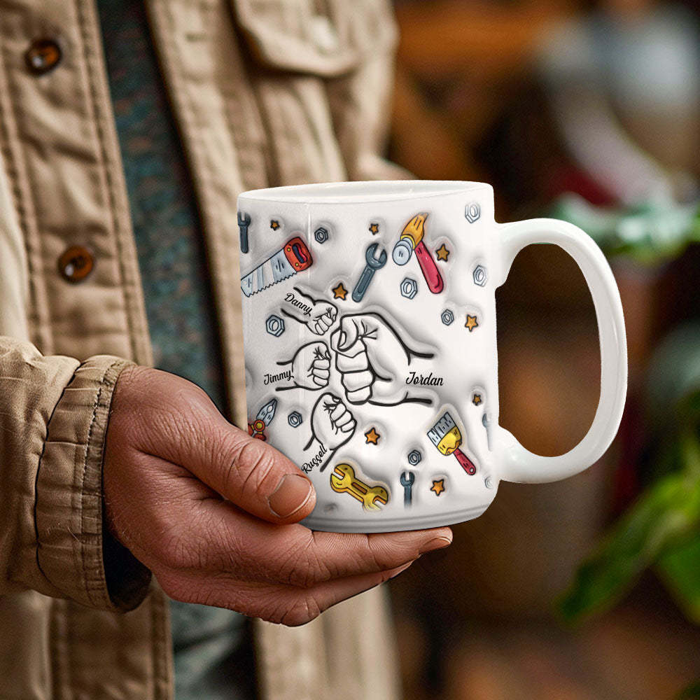 Personalisierte Namen Benutzerdefinierte 3d Aufgeblasen Effekt Gedruckt Becher 1-6 Kinder Vatertagsgeschenk -