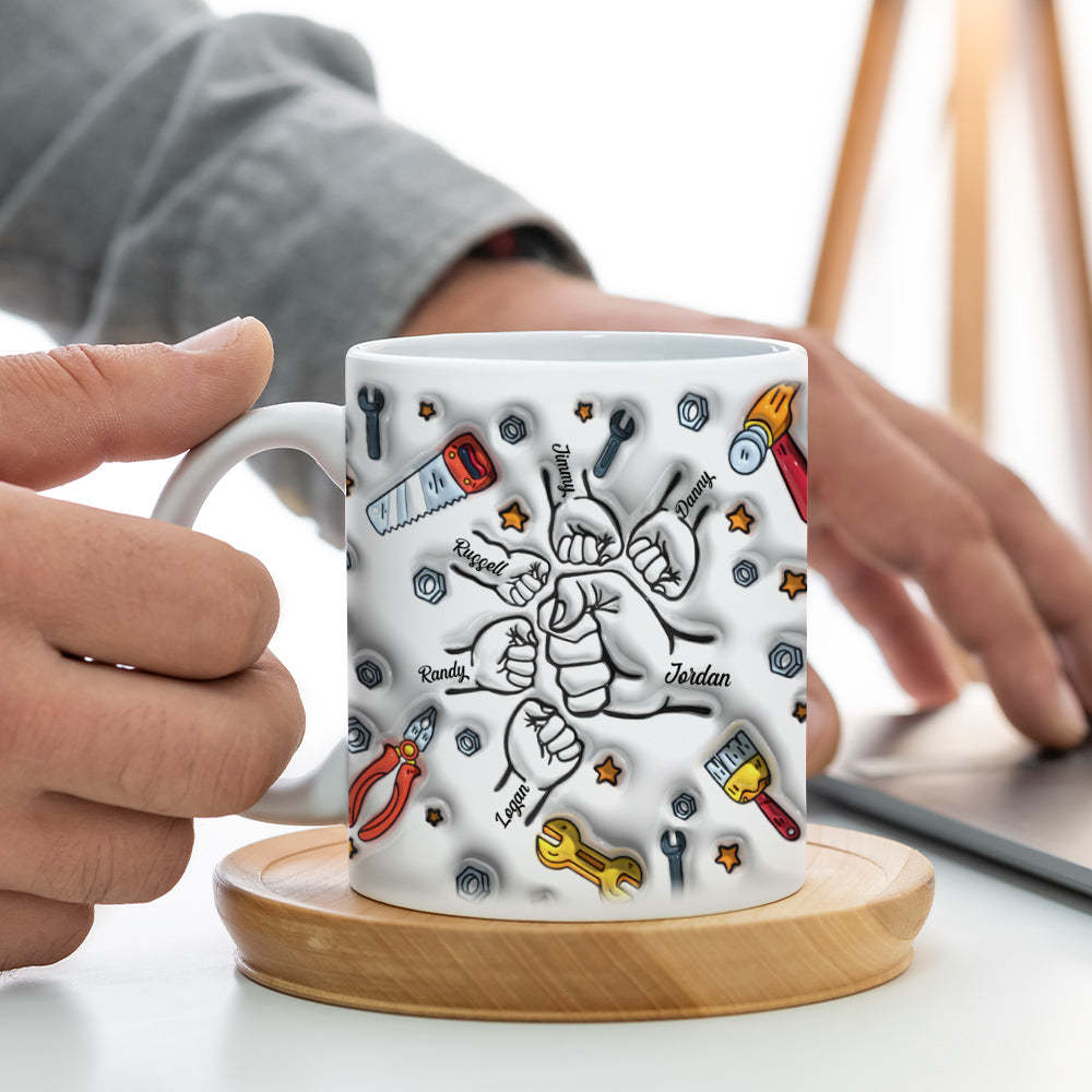 Personalisierte Namen Benutzerdefinierte 3d Aufgeblasen Effekt Gedruckt Becher 1-6 Kinder Vatertagsgeschenk -