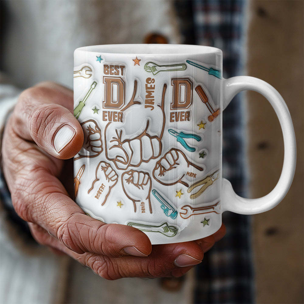 Vatertagsgeschenk Für Papa, Personalisierte Namen, Benutzerdefinierte 1–6 Kinder, 3d-becher Mit Aufgeblasenem Effekt -