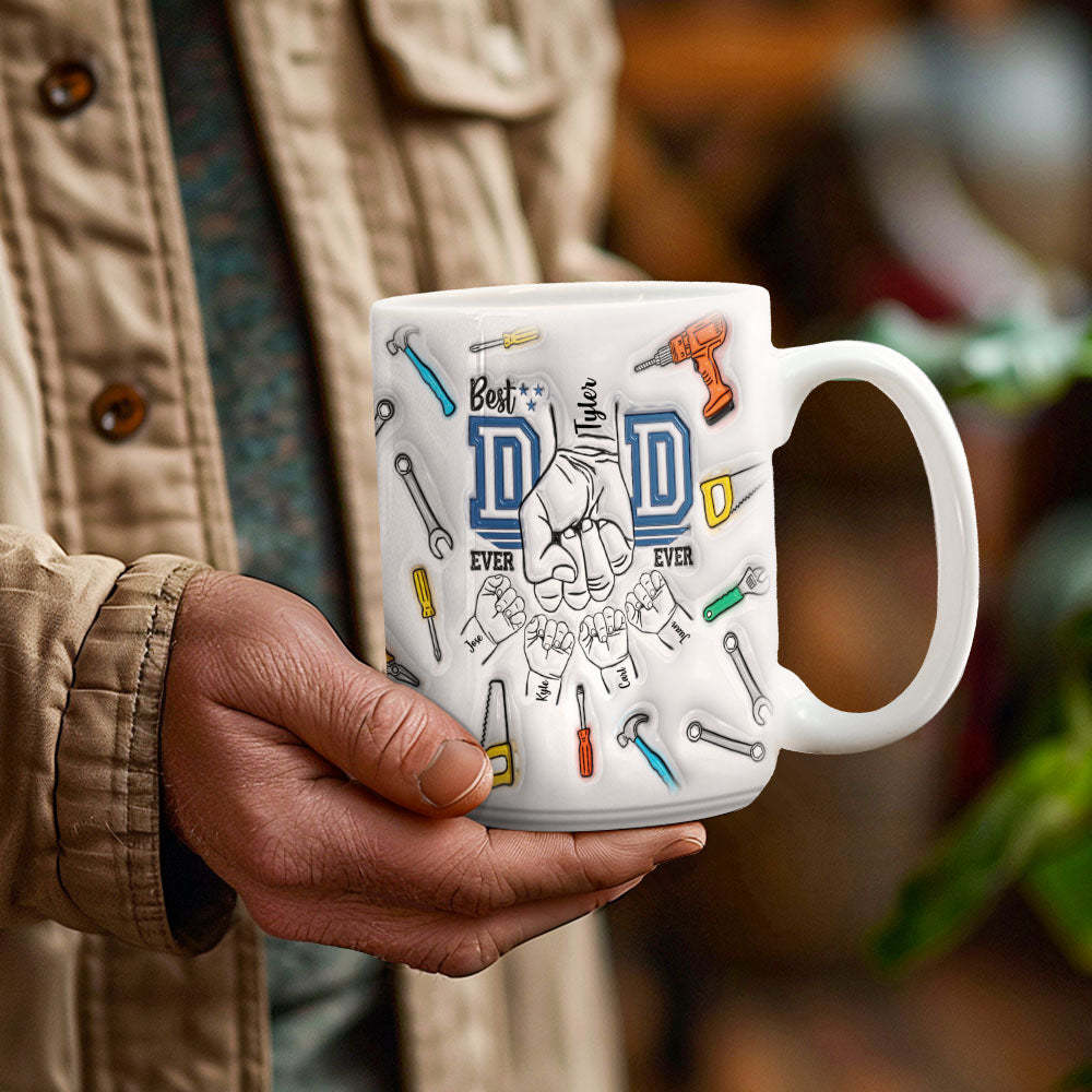 Bester Papa Aller Zeiten, Vatertagsgeschenk, Benutzerdefinierte 1–6 Kinder, Personalisierte Namen, 3d-bedruckte Tasse Mit Aufgeblasenem Effekt -