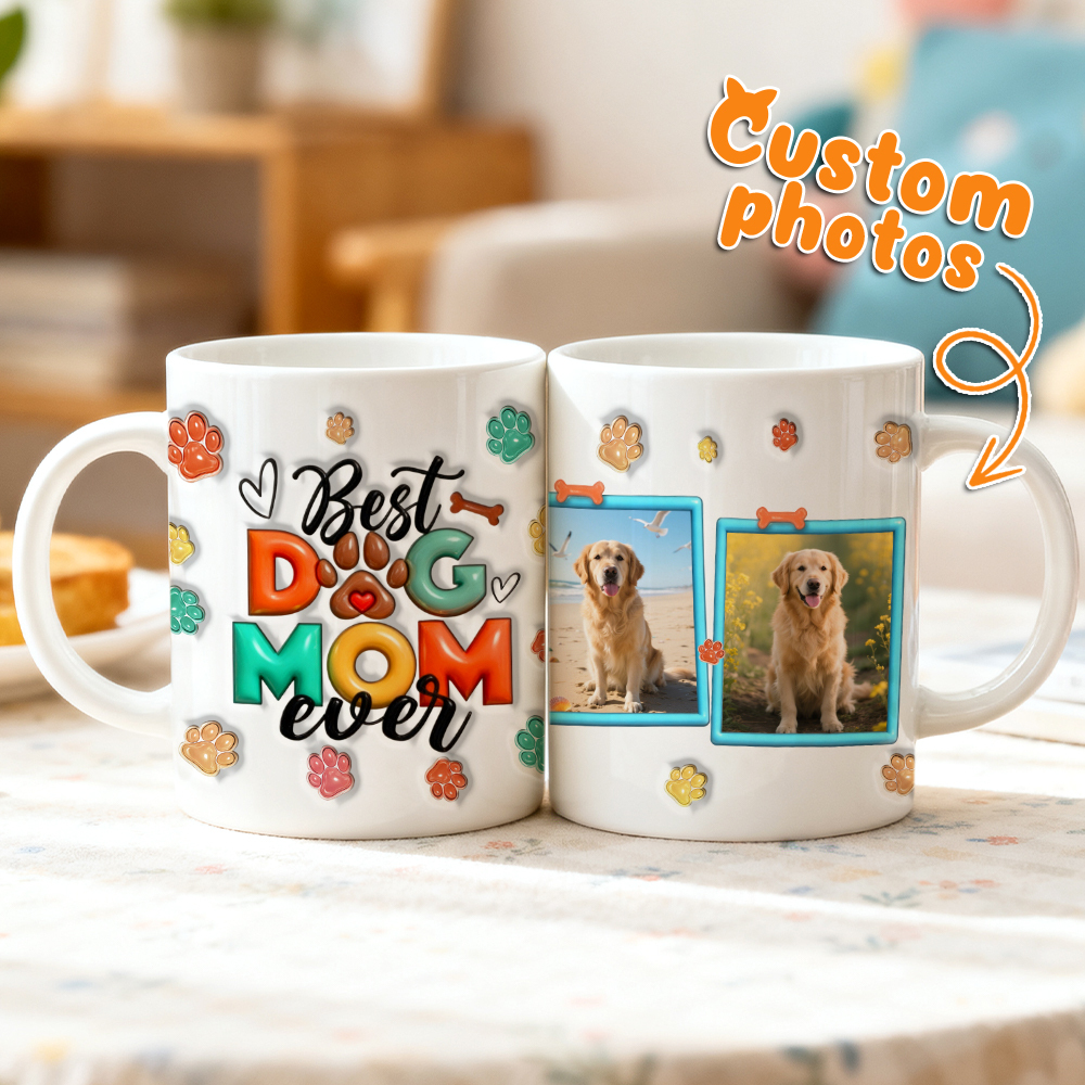 Personalisierter Foto-becher Für Die Beste Hunde-, Katzen- Und Papa-mama Aller Zeiten Mit Aufblasbarem 3d-haustierbecher - 