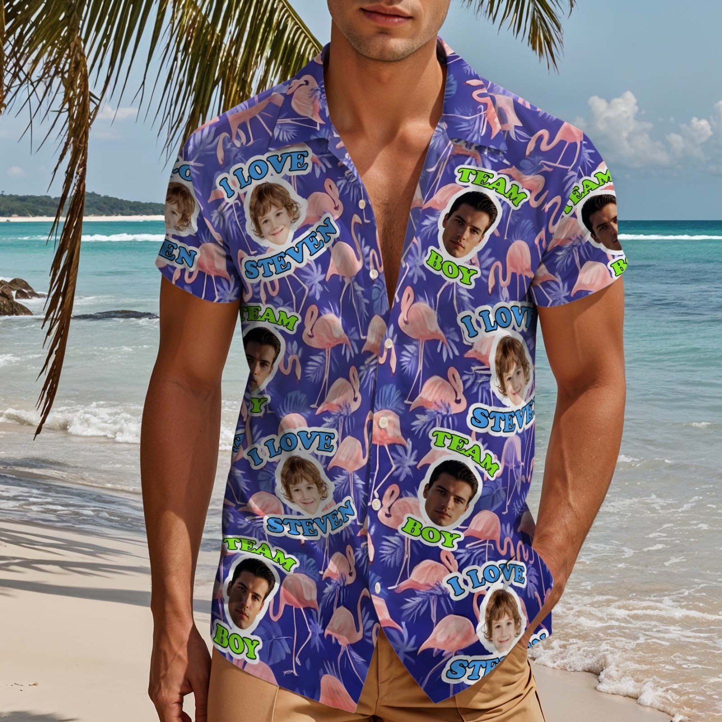 Personalisiertes Hawaiihemd Mit Haustiergesicht, Individuelles Hunde- Oder Katzenfoto-shirt, Perfektes Geschenk Für Papa - 