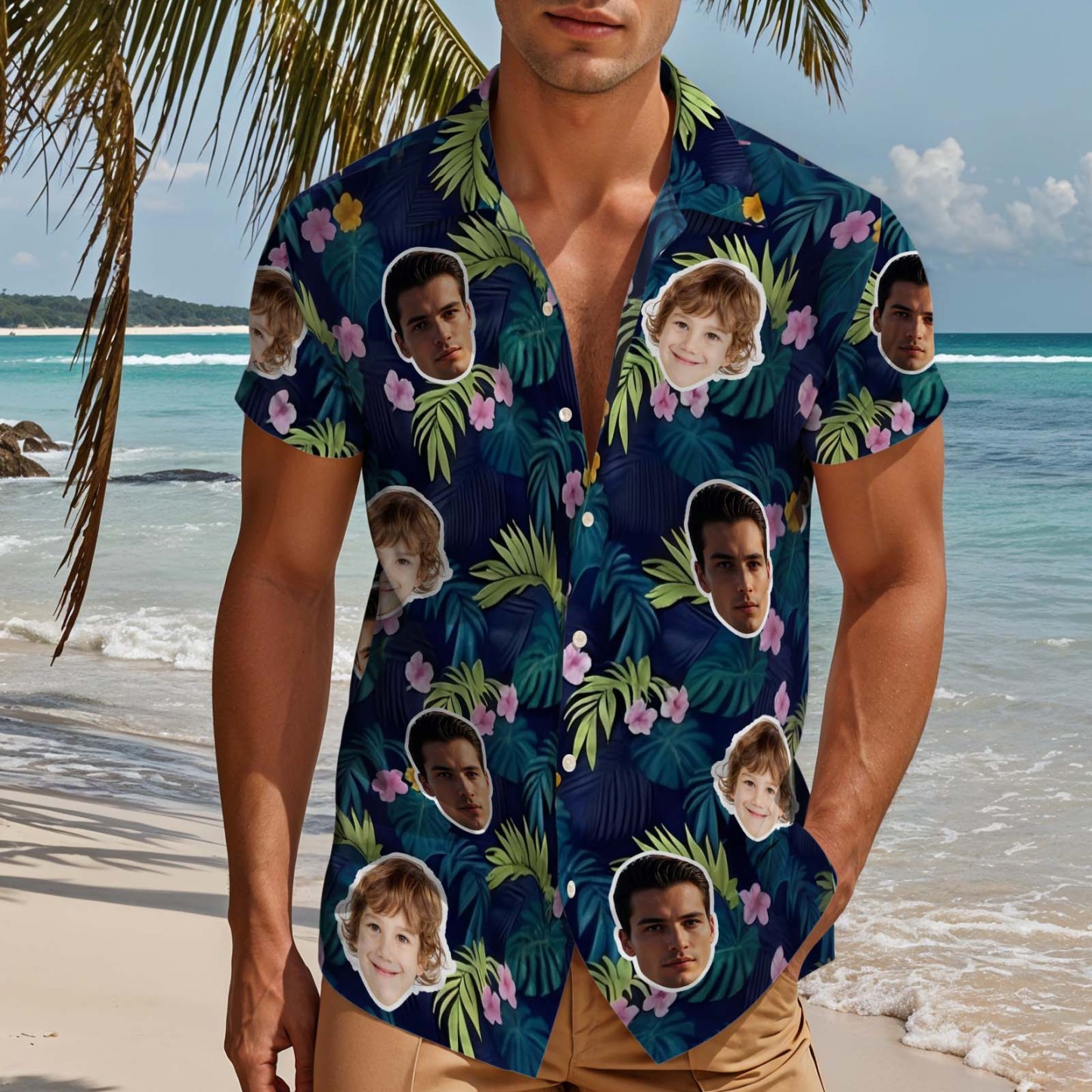 Benutzerdefinierte Hawaiihemd Mit Foto Personalisierte Gesicht Spaß Party Shirts Für Papa Geschenk -