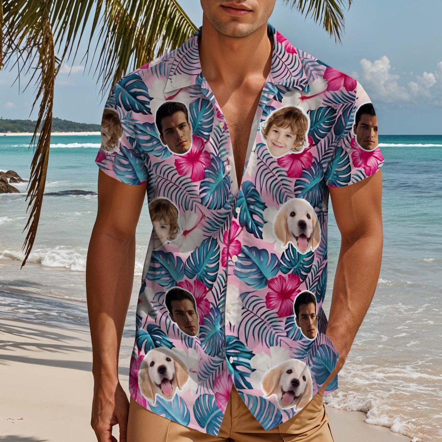 Benutzerdefinierte Hawaiihemd Mit Foto Personalisierte Gesicht Spaß Party Shirts Für Papa Geschenk -