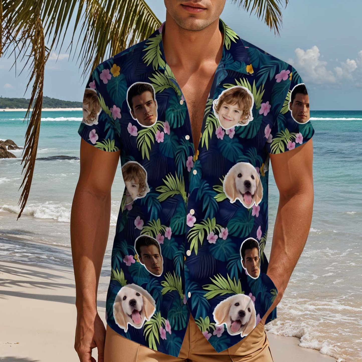 Benutzerdefinierte Hawaiihemd Mit Foto Personalisierte Gesicht Spaß Party Shirts Für Papa Geschenk -