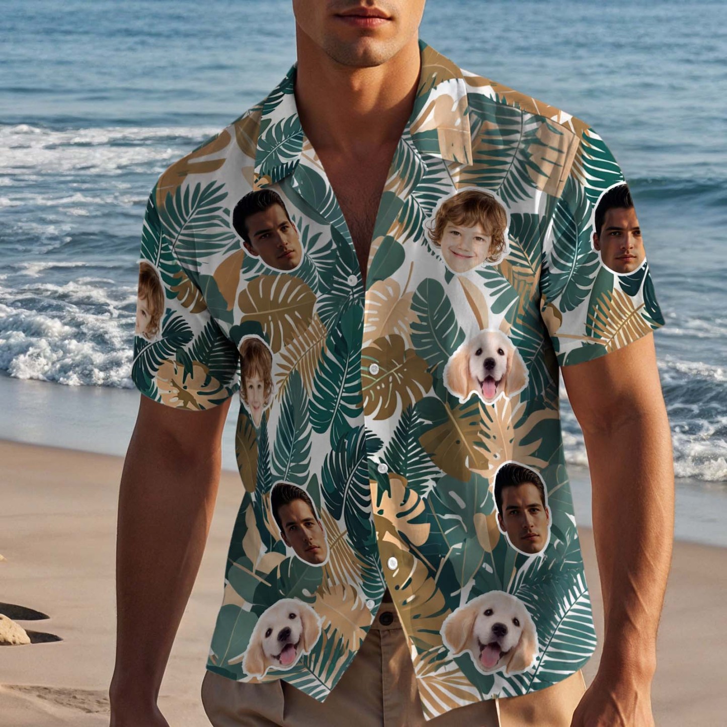 Personalisiertes Lustiges Hawaiihemd Benutzerdefinierte Blätter Foto Shirt Bestes Papa Geschenk Zum Vatertag - 