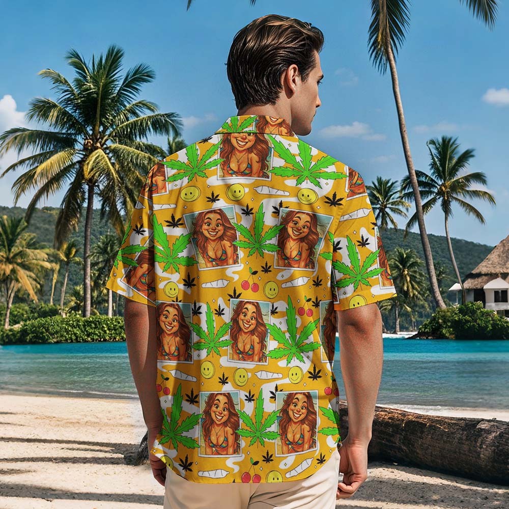 Retro Cartoon Island Vibes Orange Hawaiihemd Lustiges Individuelles Shirt Für Sommerferien Oder Paar-matching - 