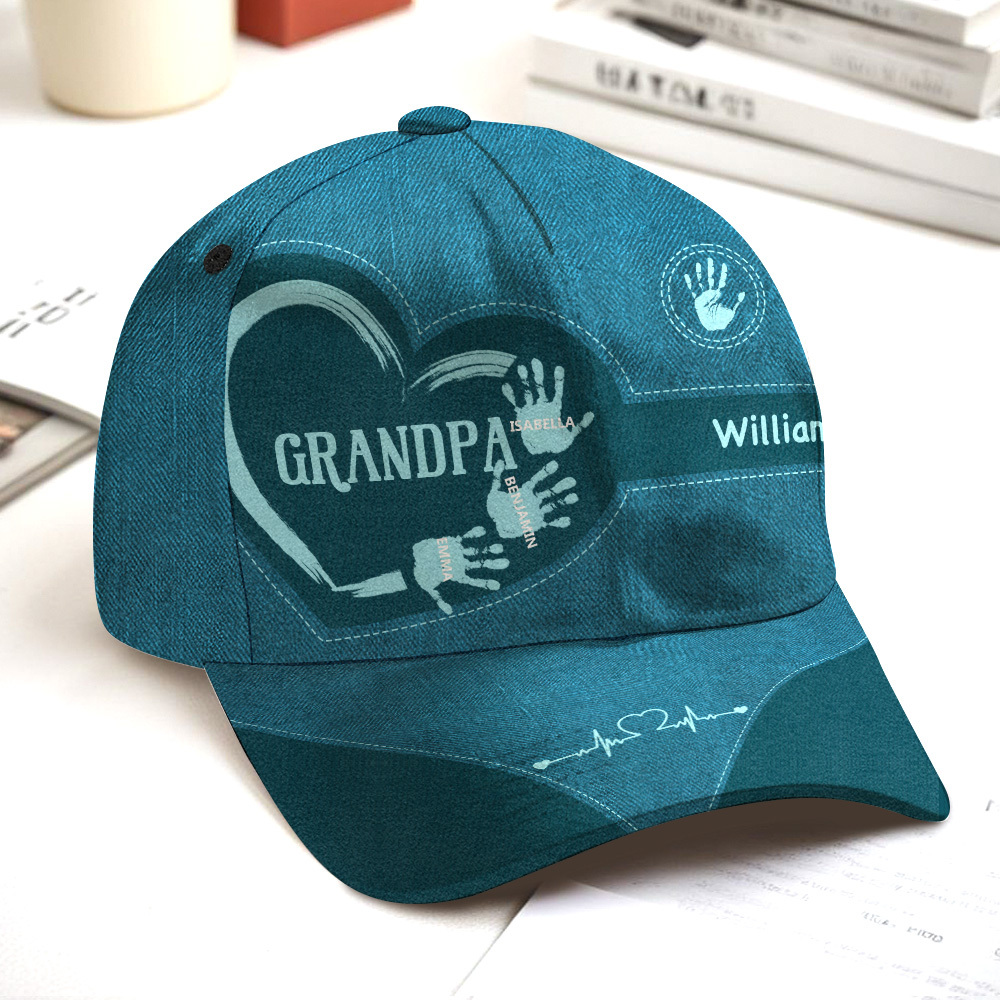 Geschenke Für Vater Opa Papa Kinder Handabdrücke - Personalisierte Klassische Cap -