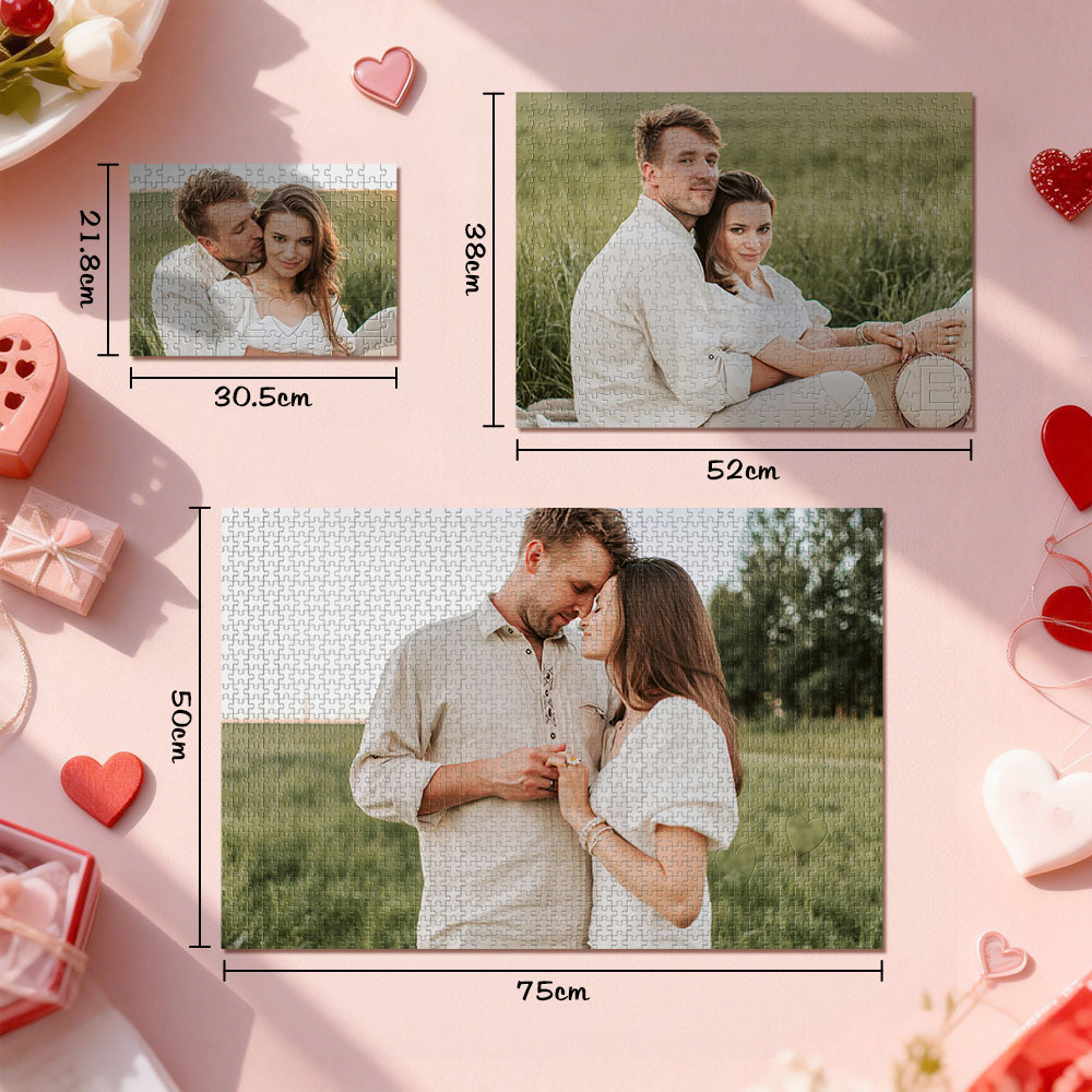 Personalisiertes Foto-puzzle Mit Liebe-förmigem Teil | Romantisches Individuelles Puzzle-geschenk - 