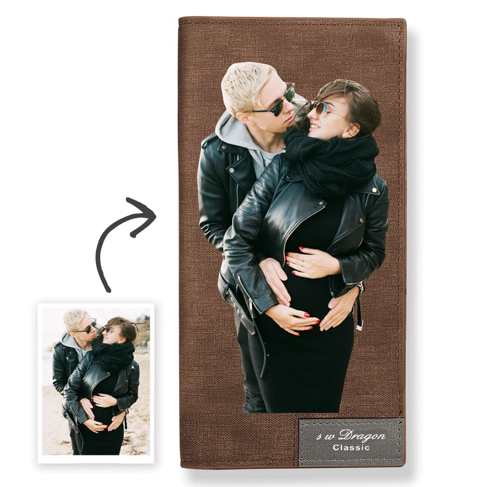 Lange Personalisiert Foto Geldbörse Braun Farbdruck