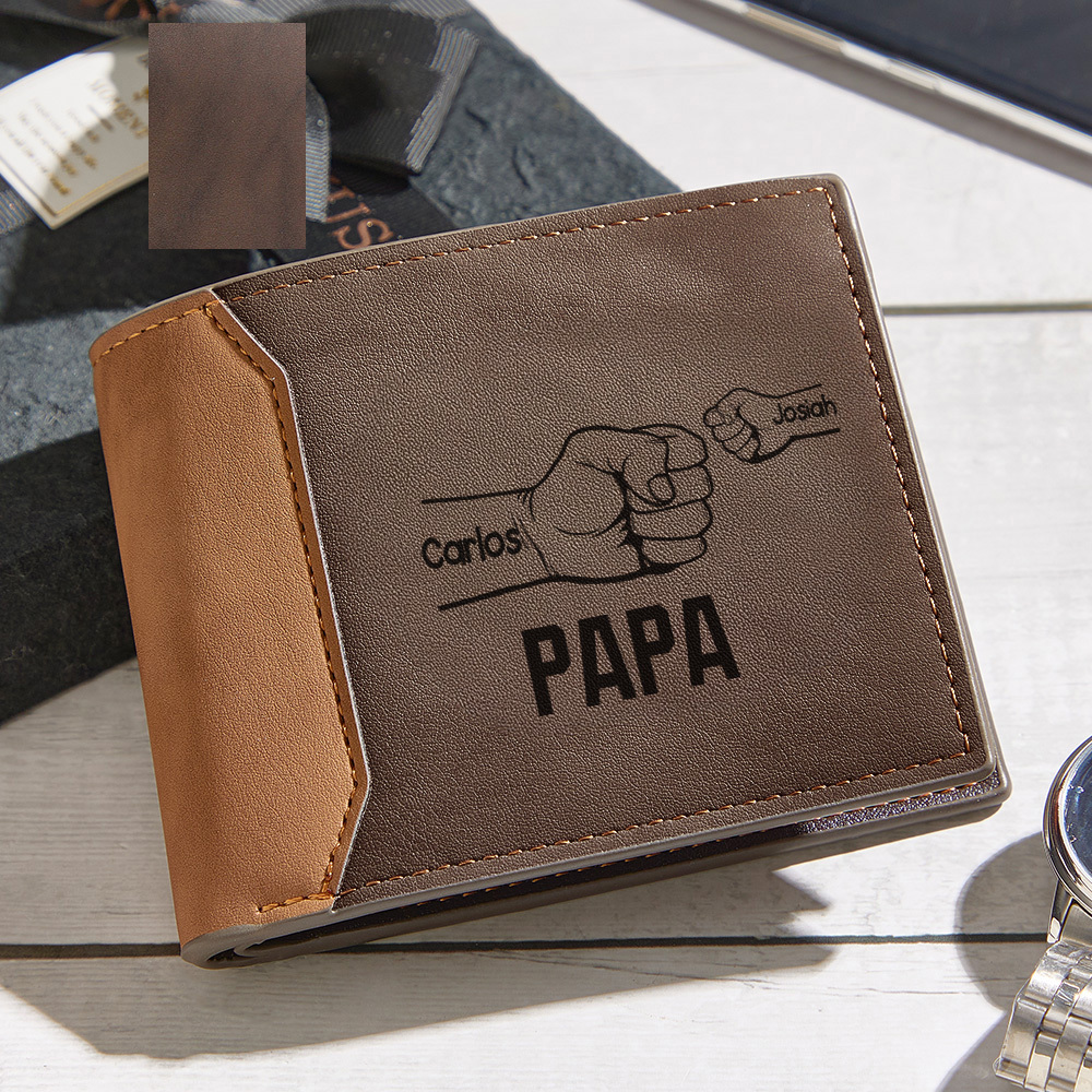 An Meinen Vater – Fists Wallet 3 Personalisierte Vornamen Mit Klassischem Foto Herren Geldbörse Karte - 