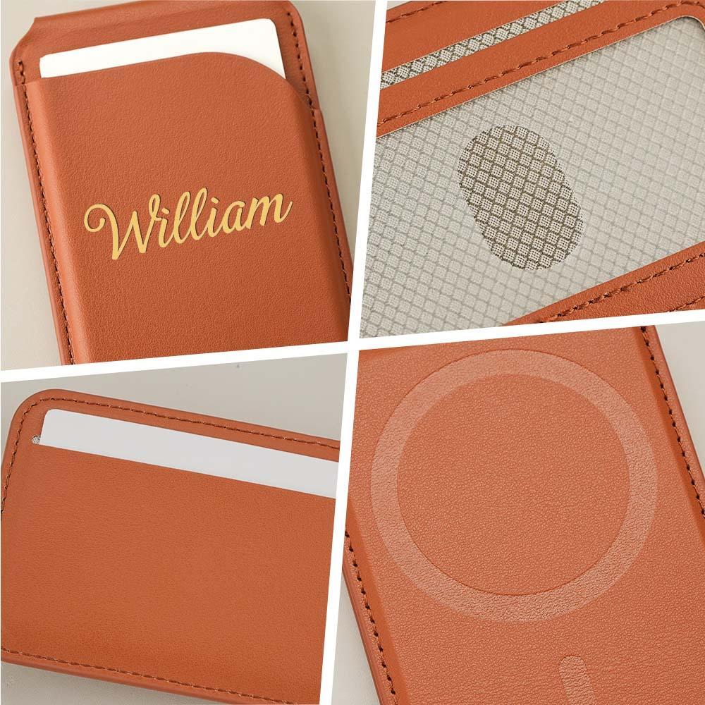Personalisiertes Kartenfach Mit Initialen Für Iphone, Magnetischer Klappständer Aus Kunstleder, Brieftasche Mit Kartenfächern, Individueller Namensclip - 