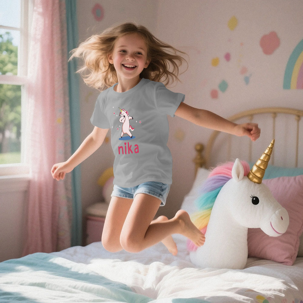 Personalisierter Kinderpyjama Im Einhorn-stil Für Kleine Mädchen, Weicher Modalstoff, Homewear, Personalisierte Pyjama-größen 39 Bis 59 Zoll, Kurzarm Und Shorts -