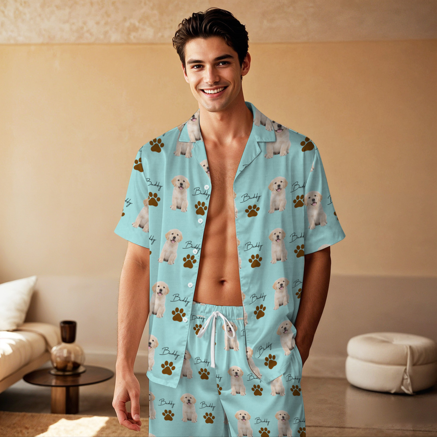 Personalisierter Familienpyjama, Hundeporträt, Geschenk Für Tierliebhaber, Damenpyjama, Pyjama Mit Haustierfoto, Erinnerungsgeschenk, Geschenk Für Sie, Geschenk Für Ihn - 
