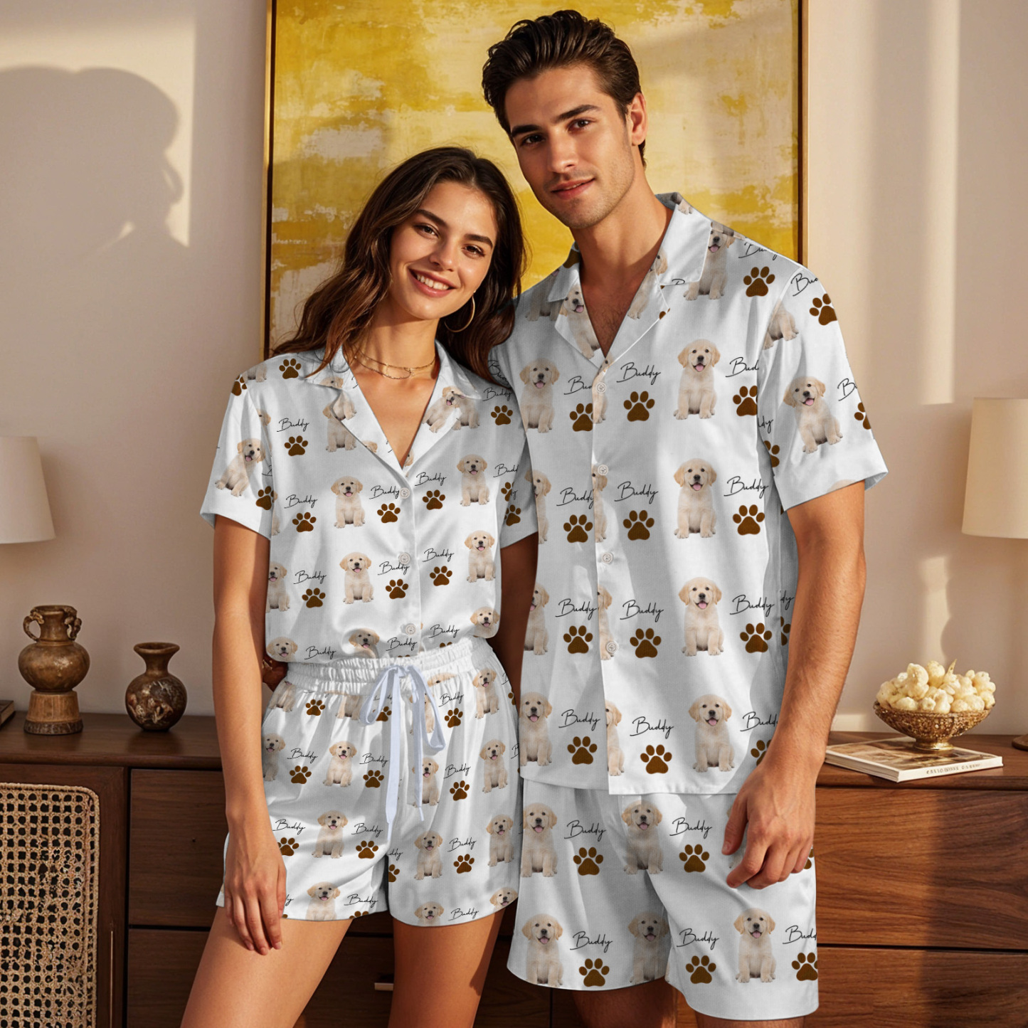 Personalisierter Familienpyjama, Hundeporträt, Geschenk Für Tierliebhaber, Damenpyjama, Pyjama Mit Haustierfoto, Erinnerungsgeschenk, Geschenk Für Sie, Geschenk Für Ihn - 