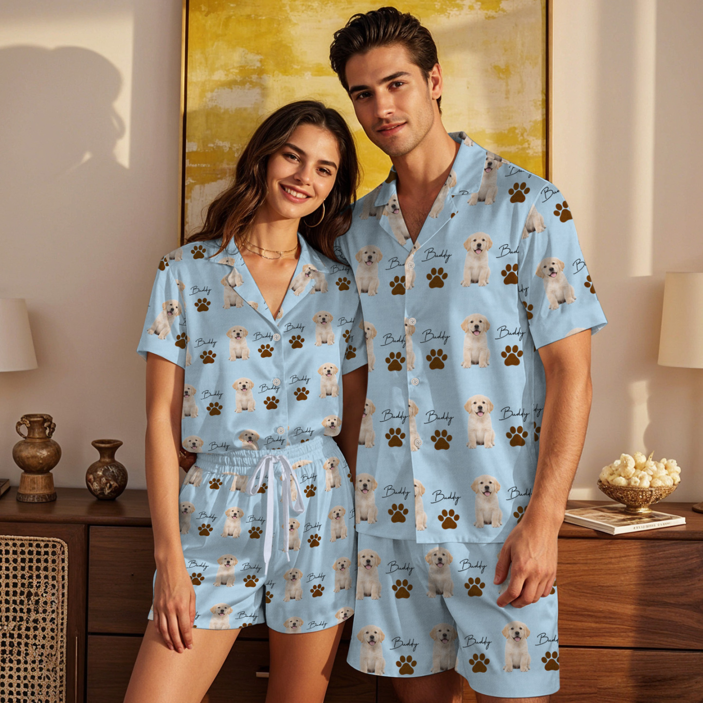 Personalisierter Familienpyjama, Hundeporträt, Geschenk Für Tierliebhaber, Damenpyjama, Pyjama Mit Haustierfoto, Erinnerungsgeschenk, Geschenk Für Sie, Geschenk Für Ihn - 