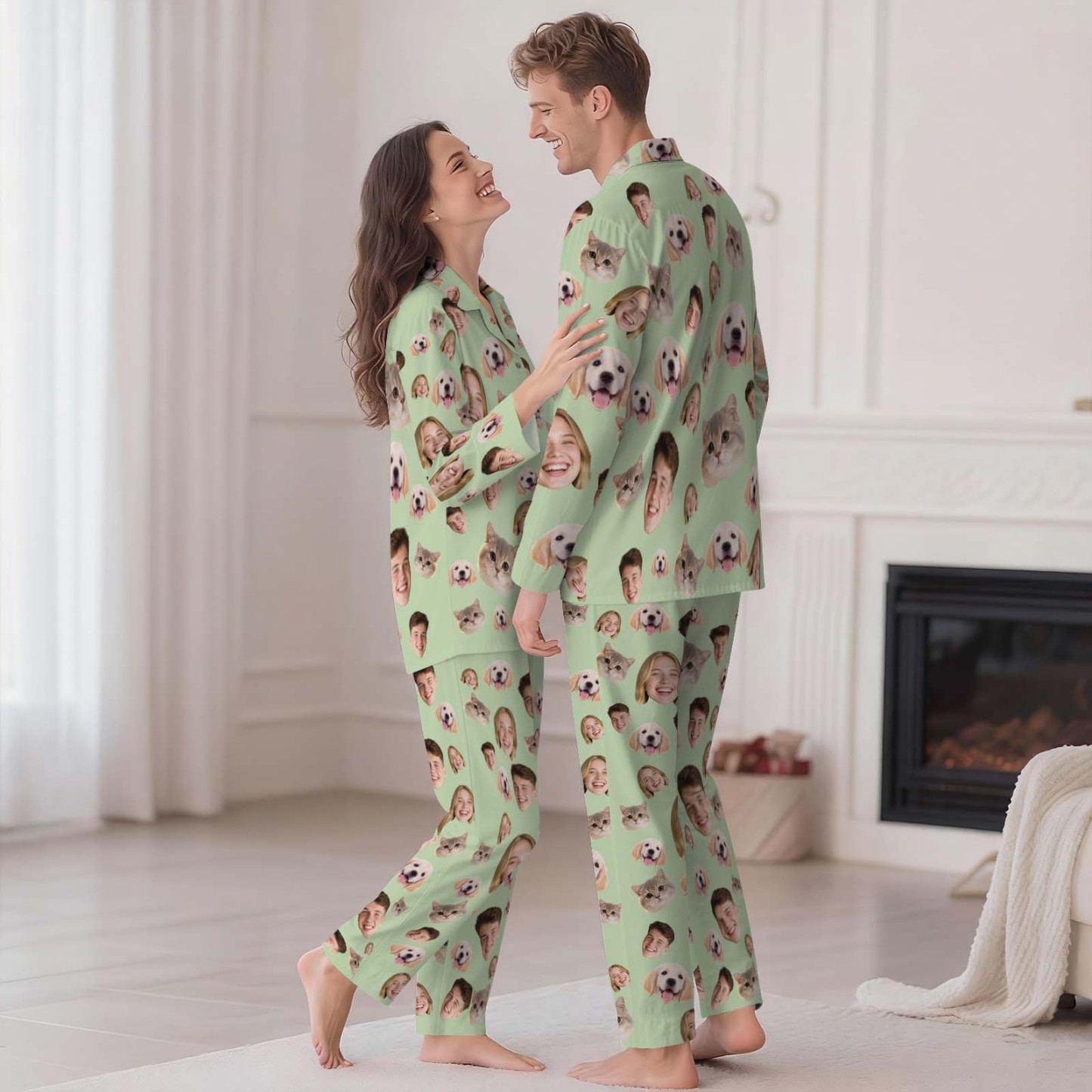 Personalisierter Pyjama Mit Gesichtsmotiv, Weihnachtspyjama, Pyjama Mit Foto, Pyjama Für Damen Und Herren, Geschenkidee Für Brautpartys, Geburtstage, Jahrestage, Hundegeschenke - 