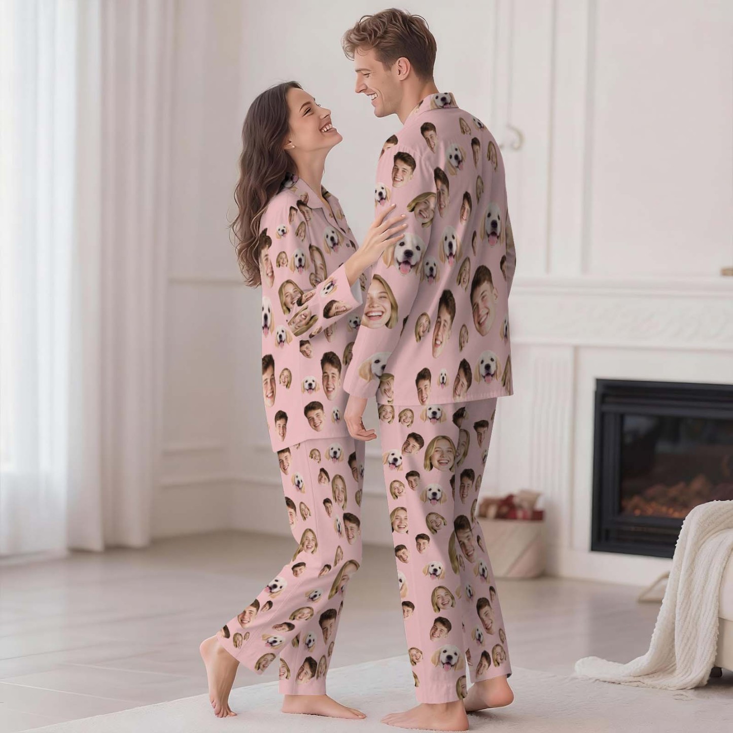 Personalisierter Pyjama Mit Gesichtsmotiv, Weihnachtspyjama, Pyjama Mit Foto, Pyjama Für Damen Und Herren, Geschenkidee Für Brautpartys, Geburtstage, Jahrestage, Hundegeschenke - 