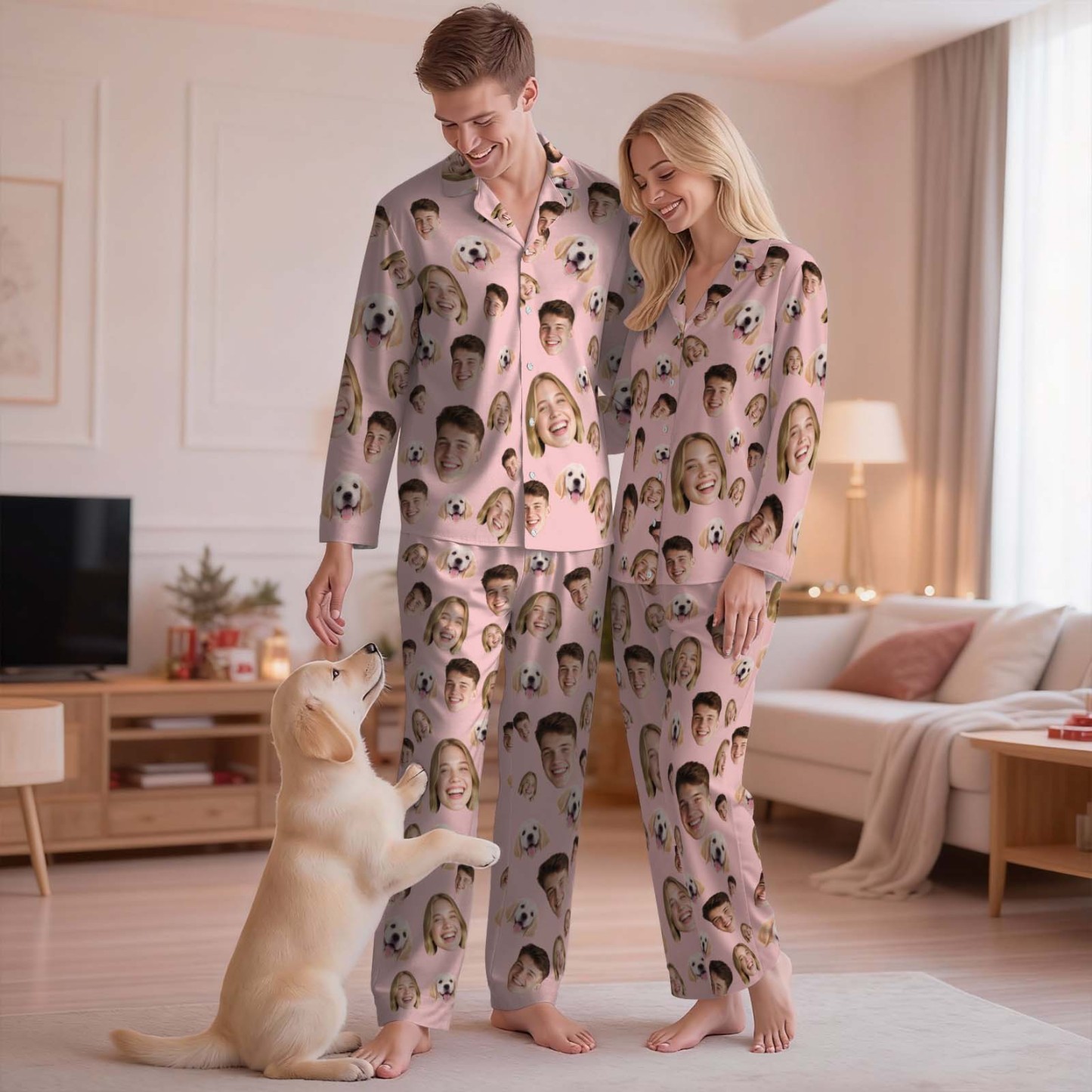 Personalisierter Pyjama Mit Gesichtsmotiv, Weihnachtspyjama, Pyjama Mit Foto, Pyjama Für Damen Und Herren, Geschenkidee Für Brautpartys, Geburtstage, Jahrestage, Hundegeschenke - 