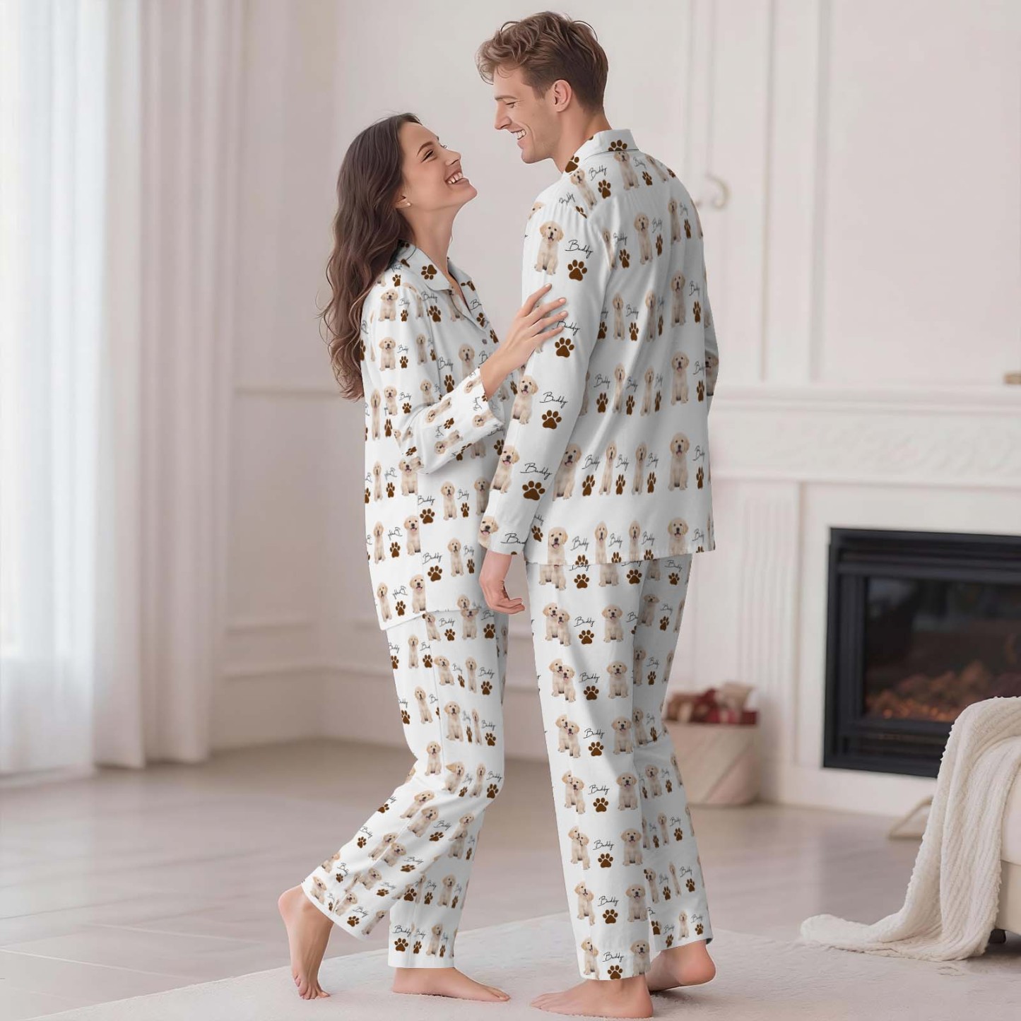 Personalisierter Familienpyjama, Hundeporträt, Geschenk Für Tierliebhaber, Damenpyjama, Pyjama Mit Haustierfoto, Erinnerungsgeschenk, Geschenk Für Sie, Geschenk Für Ihn - 