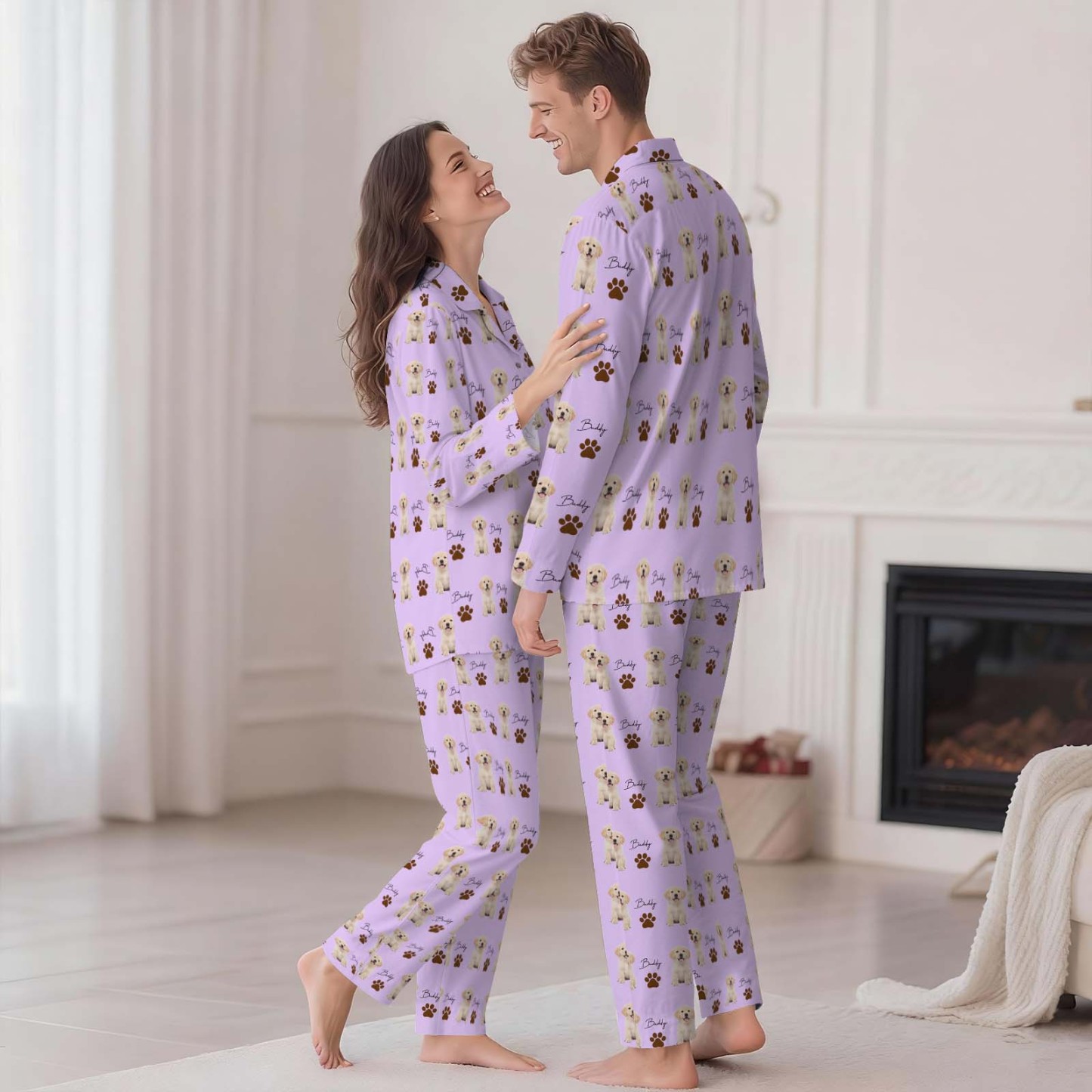 Personalisierter Familienpyjama, Hundeporträt, Geschenk Für Tierliebhaber, Damenpyjama, Pyjama Mit Haustierfoto, Erinnerungsgeschenk, Geschenk Für Sie, Geschenk Für Ihn - 