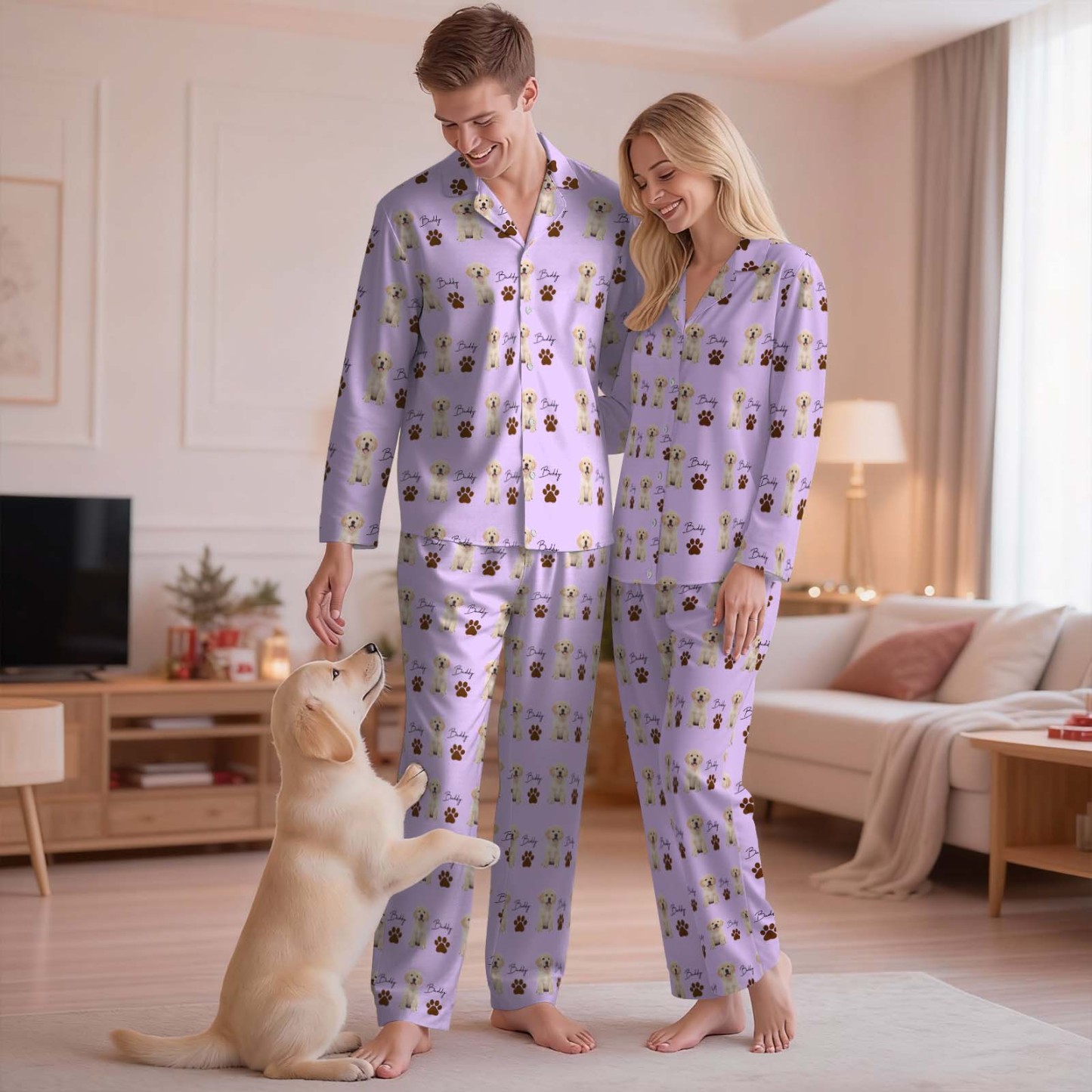 Personalisierter Familienpyjama, Hundeporträt, Geschenk Für Tierliebhaber, Damenpyjama, Pyjama Mit Haustierfoto, Erinnerungsgeschenk, Geschenk Für Sie, Geschenk Für Ihn - 