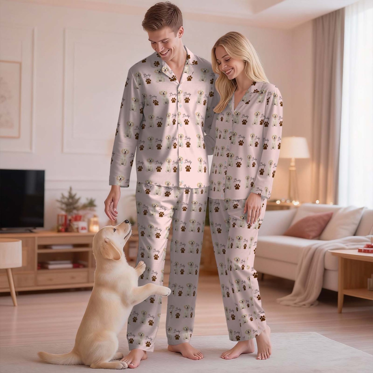 Personalisierter Familienpyjama, Hundeporträt, Geschenk Für Tierliebhaber, Damenpyjama, Pyjama Mit Haustierfoto, Erinnerungsgeschenk, Geschenk Für Sie, Geschenk Für Ihn - 