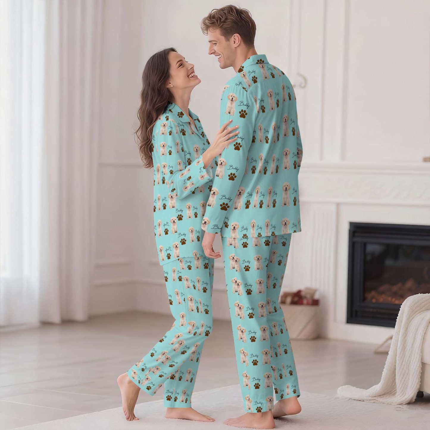 Personalisierter Familienpyjama, Hundeporträt, Geschenk Für Tierliebhaber, Damenpyjama, Pyjama Mit Haustierfoto, Erinnerungsgeschenk, Geschenk Für Sie, Geschenk Für Ihn - 