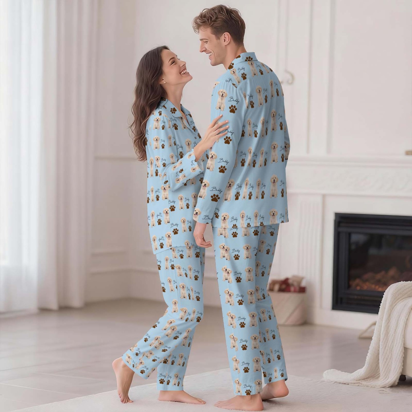 Personalisierter Familienpyjama, Hundeporträt, Geschenk Für Tierliebhaber, Damenpyjama, Pyjama Mit Haustierfoto, Erinnerungsgeschenk, Geschenk Für Sie, Geschenk Für Ihn - 