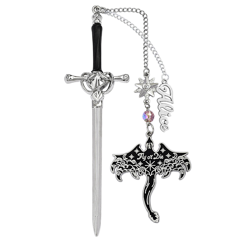 Personalisiertes Lesezeichen Mit Drachenschwert – Personalisierter Name, Fantasy-anhänger Mit Geflügeltem Drachen, Metall, Geschenk Für Buchliebhaber -