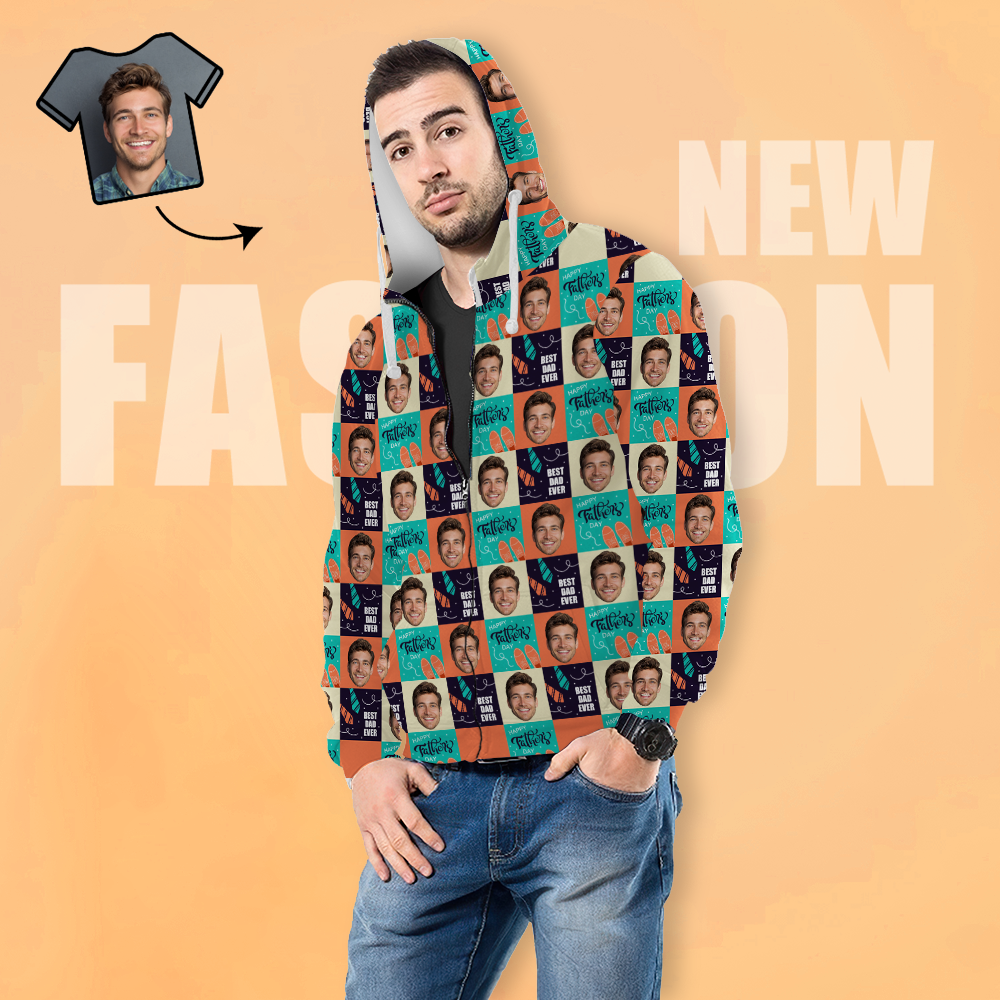 Personalisierter Partner-hoodie Mit Fotodruck, Lässiger Kapuzenpullover Mit Reißverschluss Für Damen Und Herren – Bester Papa Aller Zeiten - 