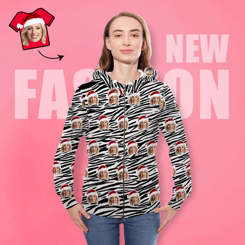 Individuell Gestalteter Kapuzenpullover Mit Fotodruck, Lässiger Kapuzenpullover Mit Reißverschluss Für Damen Und Herren – Zebrastreifen – Neu - 