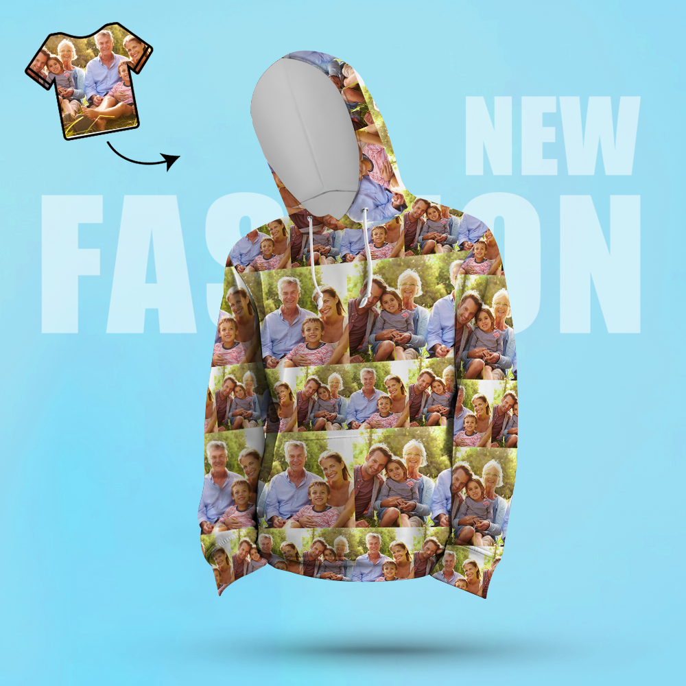 Individuell Gestaltbarer Unisex-hoodie Mit Fotodruck Für Damen Und Herren – Laden Sie Ihr Foto Hoch - 