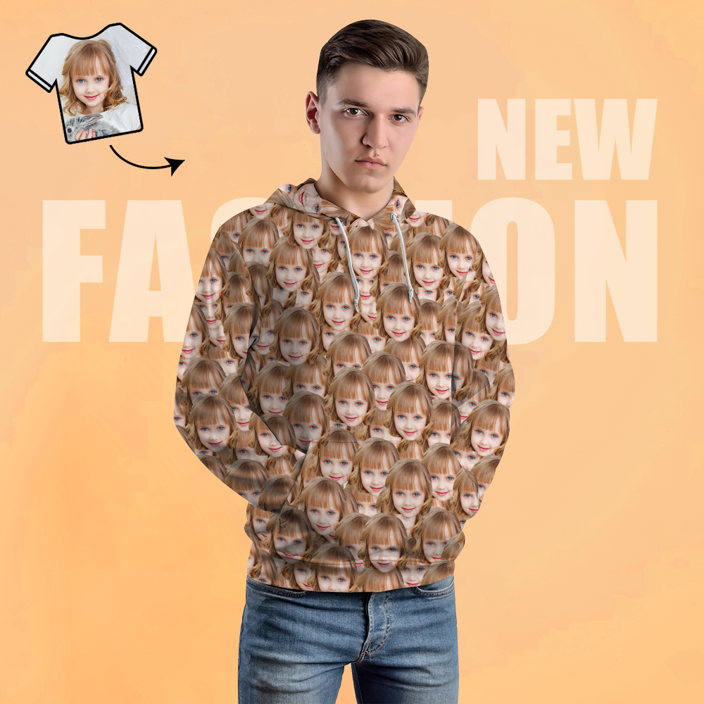 Unisex-hoodie Mit Individuellem Gesichtsmotiv, Lässiger Hoodie Mit Fotodruck Für Damen Und Herren – Mash Face - 