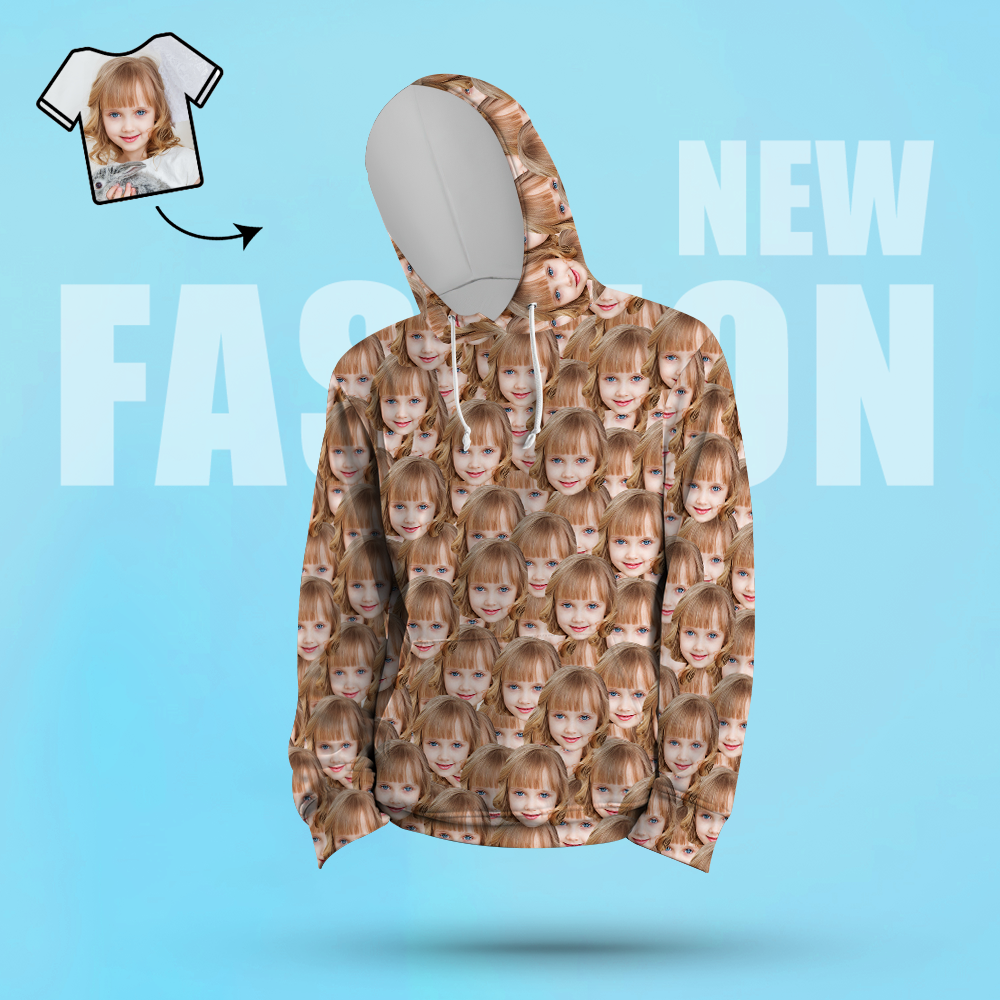 Unisex-hoodie Mit Individuellem Gesichtsmotiv, Lässiger Hoodie Mit Fotodruck Für Damen Und Herren – Mash Face - 