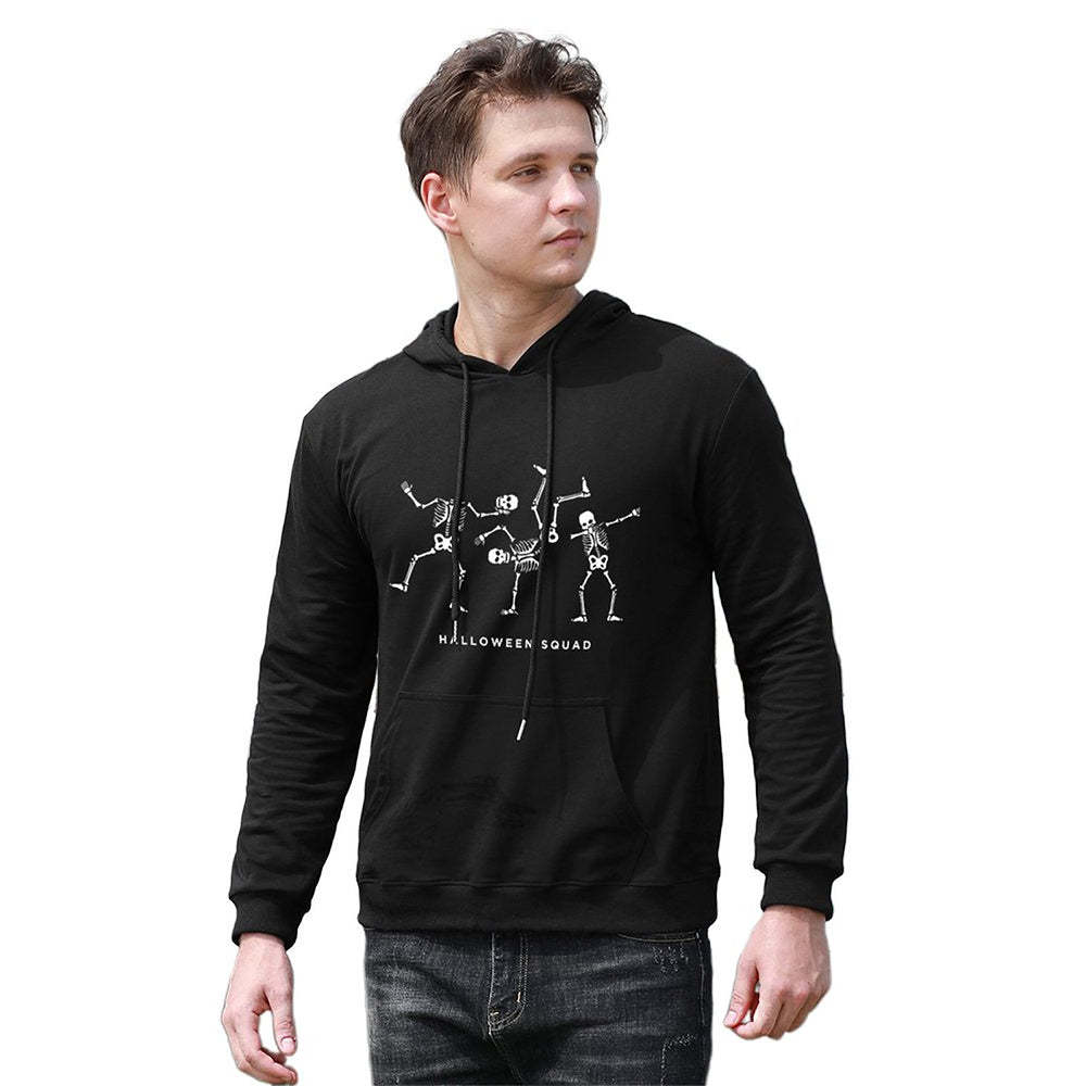 Personalisierter Langarm-hoodie Für Herren Mit Text – Halloween-geschenk – Tanzendes Skelett - 