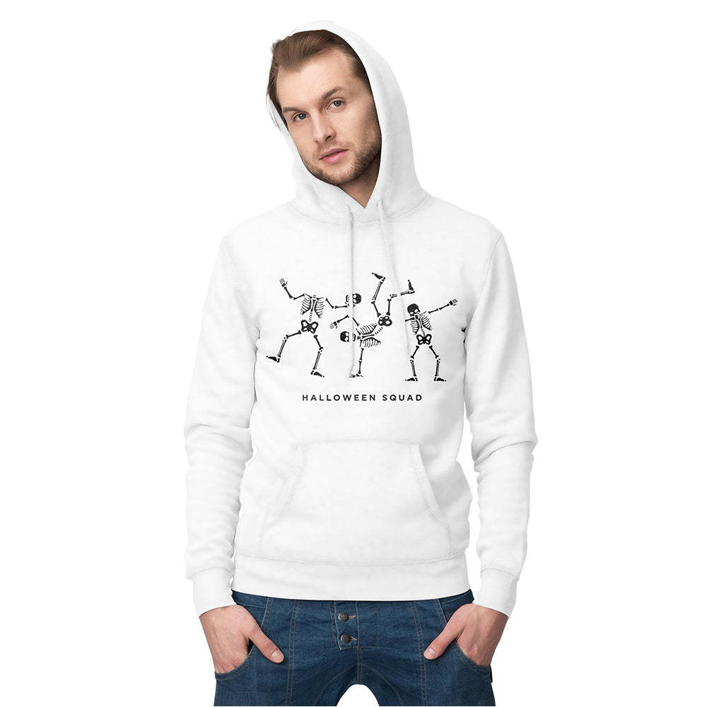 Personalisierter Langarm-hoodie Für Herren Mit Text – Halloween-geschenk – Tanzendes Skelett - 