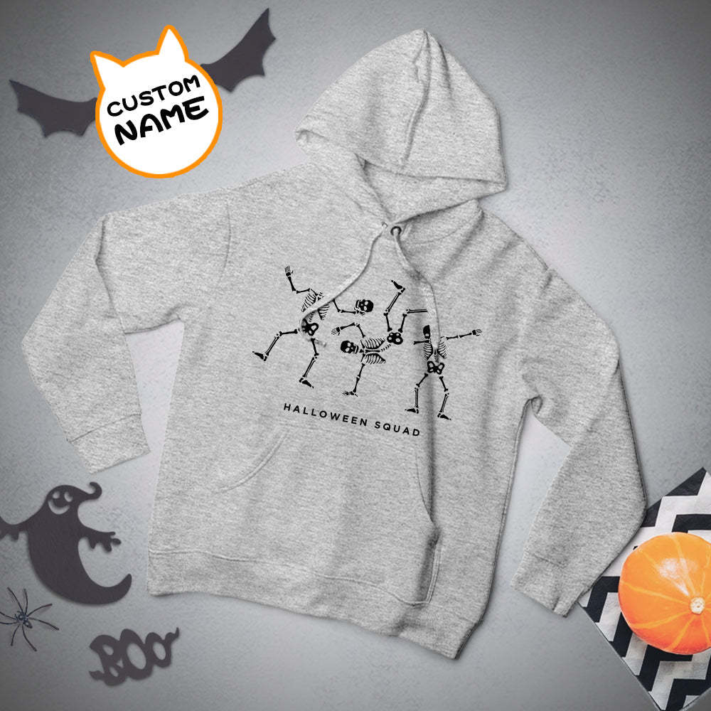 Personalisierter Langarm-hoodie Für Herren Mit Text – Halloween-geschenk – Tanzendes Skelett - 