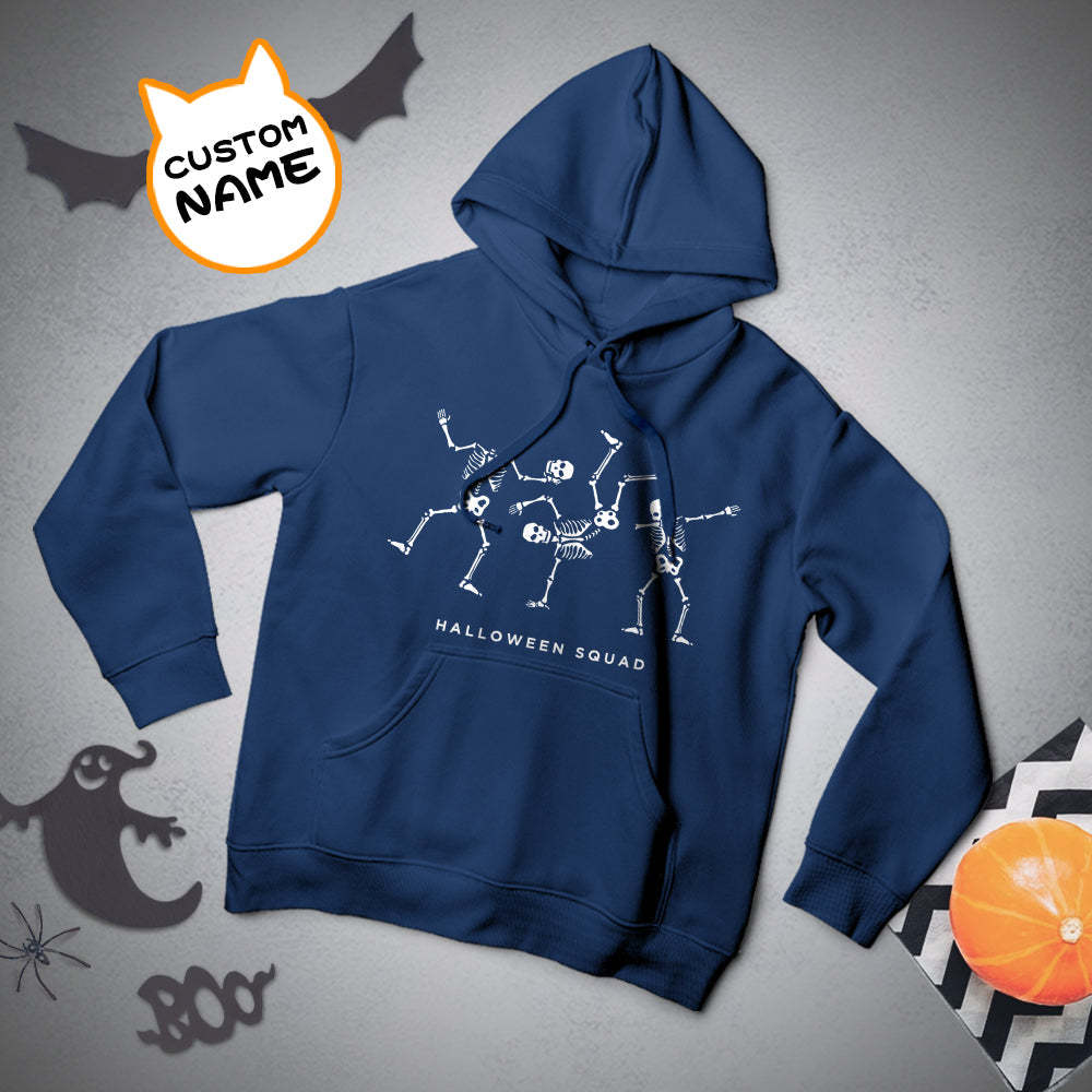 Personalisierter Langarm-hoodie Für Herren Mit Text – Halloween-geschenk – Tanzendes Skelett - 