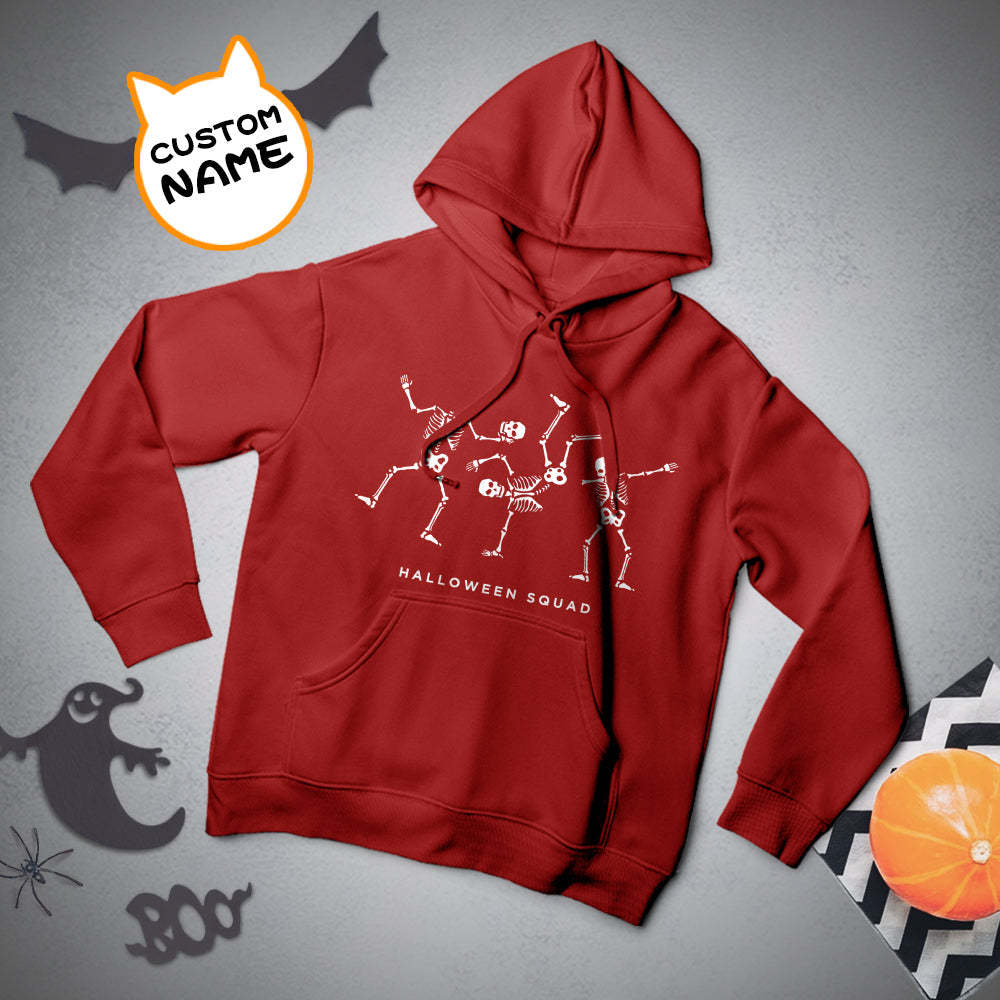 Personalisierter Langarm-hoodie Für Herren Mit Text – Halloween-geschenk – Tanzendes Skelett - 