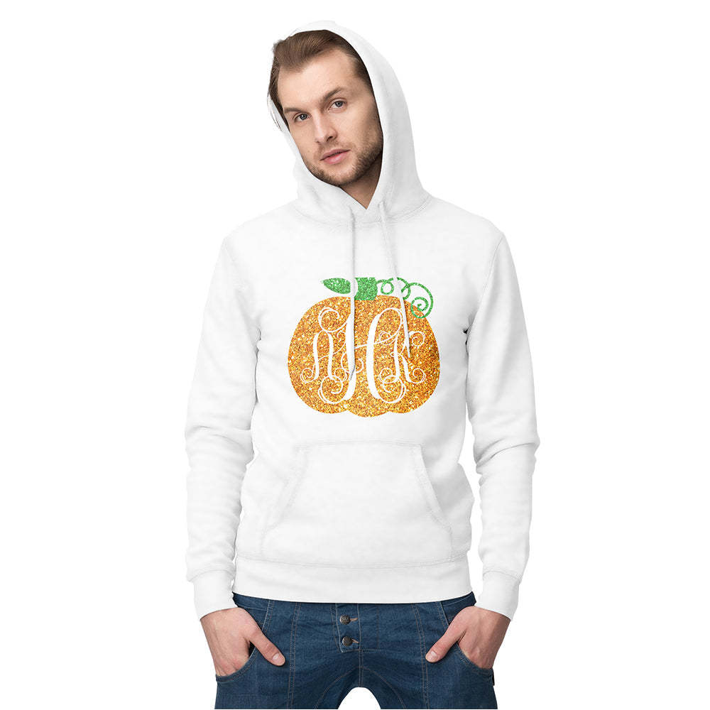 Personalisierter Langarm-hoodie Für Herren Mit Text – Halloween-geschenk – Goldener Kürbis - 