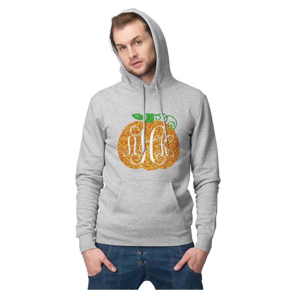 Personalisierter Langarm-hoodie Für Herren Mit Text – Halloween-geschenk – Goldener Kürbis - 