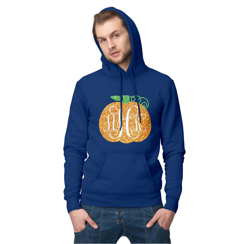 Personalisierter Langarm-hoodie Für Herren Mit Text – Halloween-geschenk – Goldener Kürbis - 